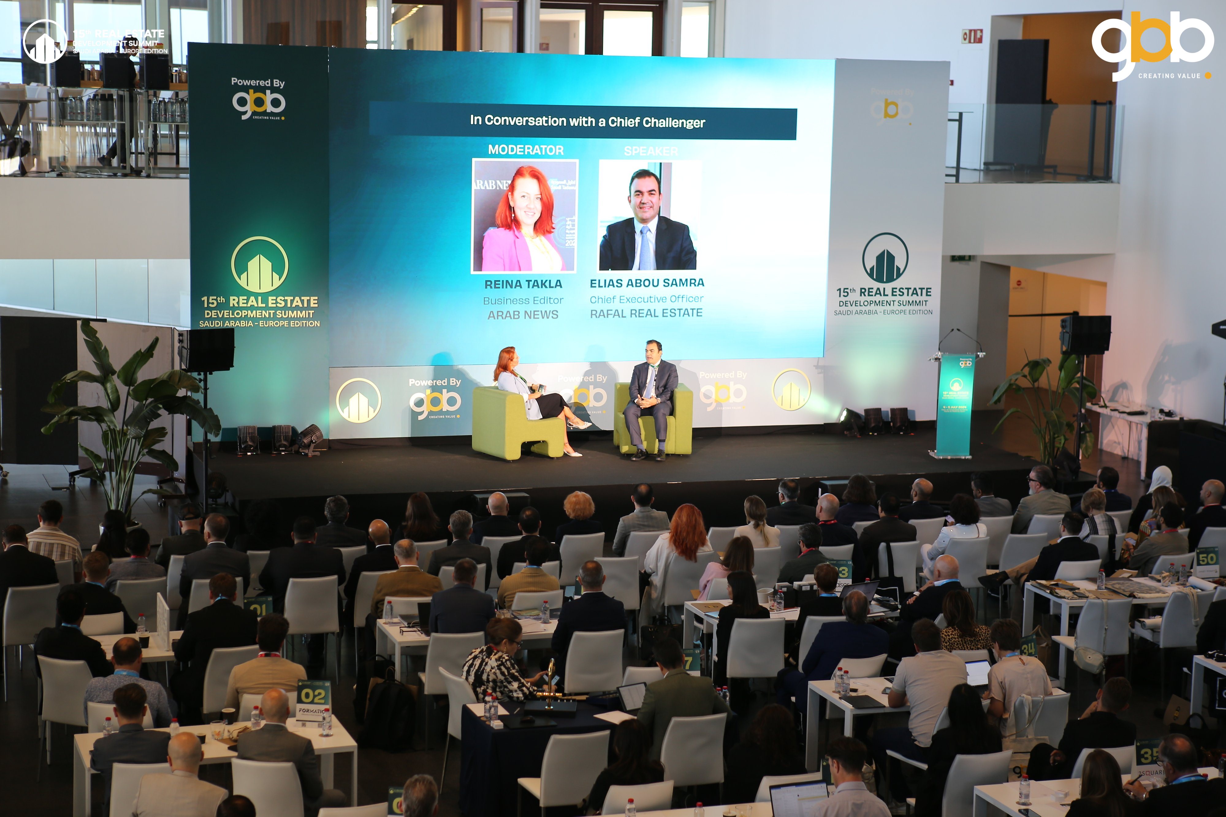 Elias Abou Samra, CEO of Rafal Real Estate in discussion with Arab News’s Reina Takla. Supplied