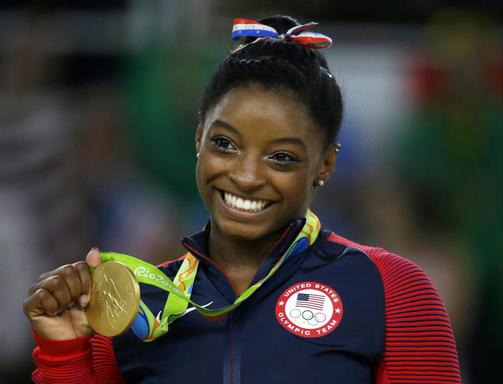 Having returned from a two-year break last summer, Biles can add to her career haul of seven Olympic medals. (AP)