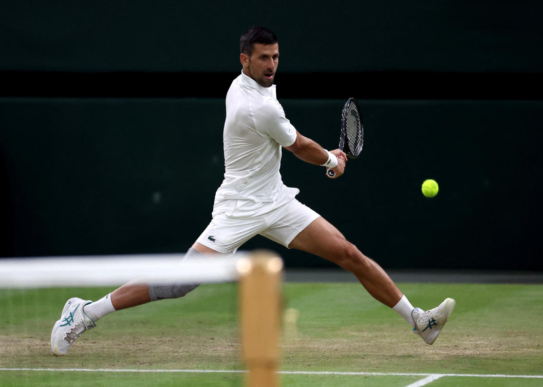 The second-seeded Novak Djokovic has won seven of his men’s-record 24 Grand Slam titles at Wimbledon. (Reuters)