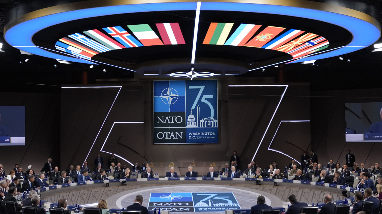 President Joe Biden speaks during the opening session of the NATO Summit, Wednesday, July 10, 2024, in Washington. (AP)