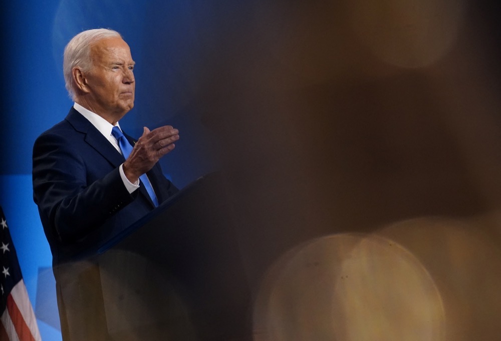 U.S. President Joe Biden holds a press conference during NATO's 75th anniversary summit. (Reuters)