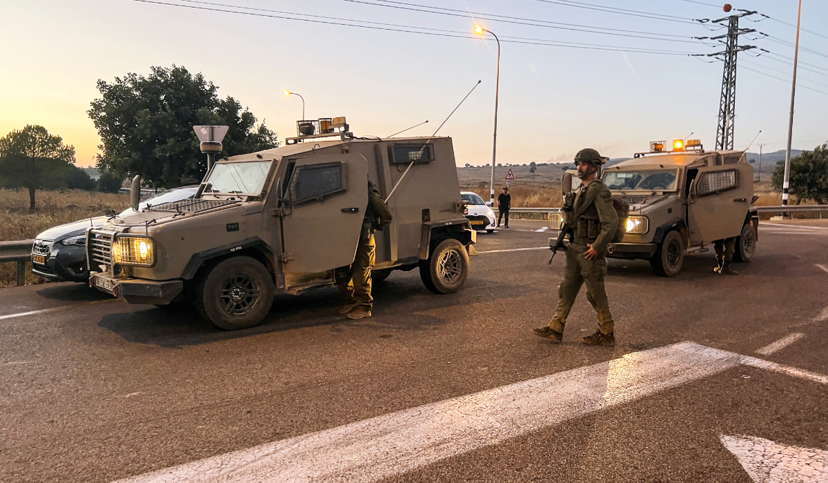 Israeli military block a road after Hezbollah launched projectiles at Israel, amid hostilities between Hezbollah and Israeli forces, near the Israel-Lebanon border, at the Israeli-occupied Golan Heights, July 9, 2024. (REUTERS)