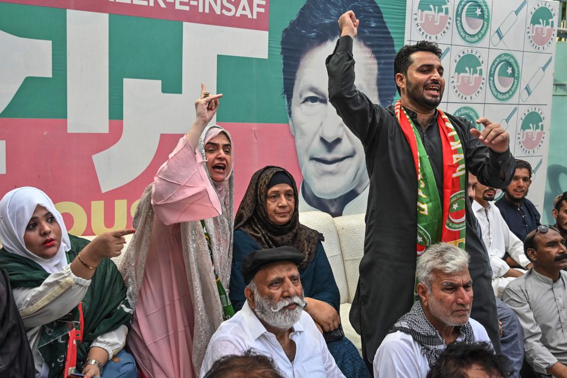 Former Prime Minister Imran Khan’s Pakistan Tehreek-e-Insaf party won seats in parliament during the February 8 election as independents. (AFP)