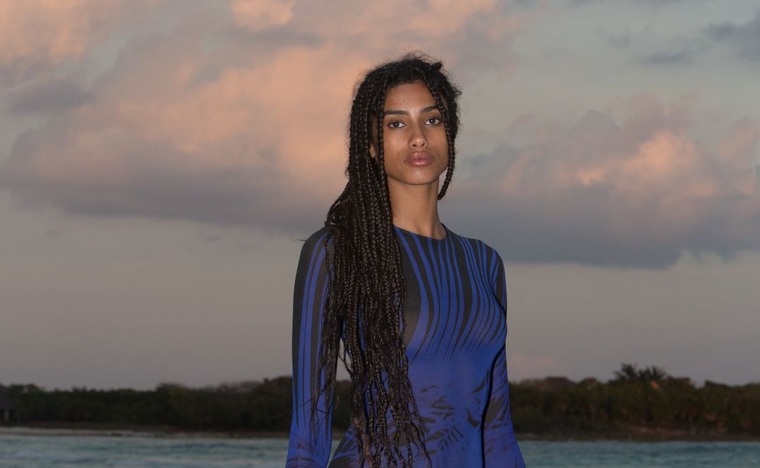 The model posed for US resort wear brand Louisa Ballou. (Instagram)