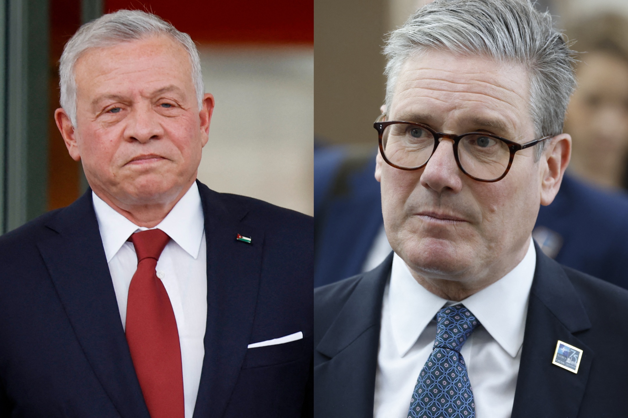 King Abdullah of Jordan and UK Prime Minister Keir Starmer. (File/AFP)