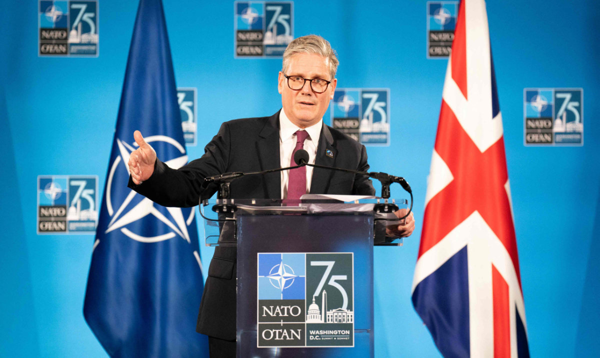 Britain's Prime Minister Keir Starmer holds a press conference at the end of the NATO 75th anniversary summit at the Walter E. Washington Convention Center in Washington, DC on July 11, 2024. (AFP)