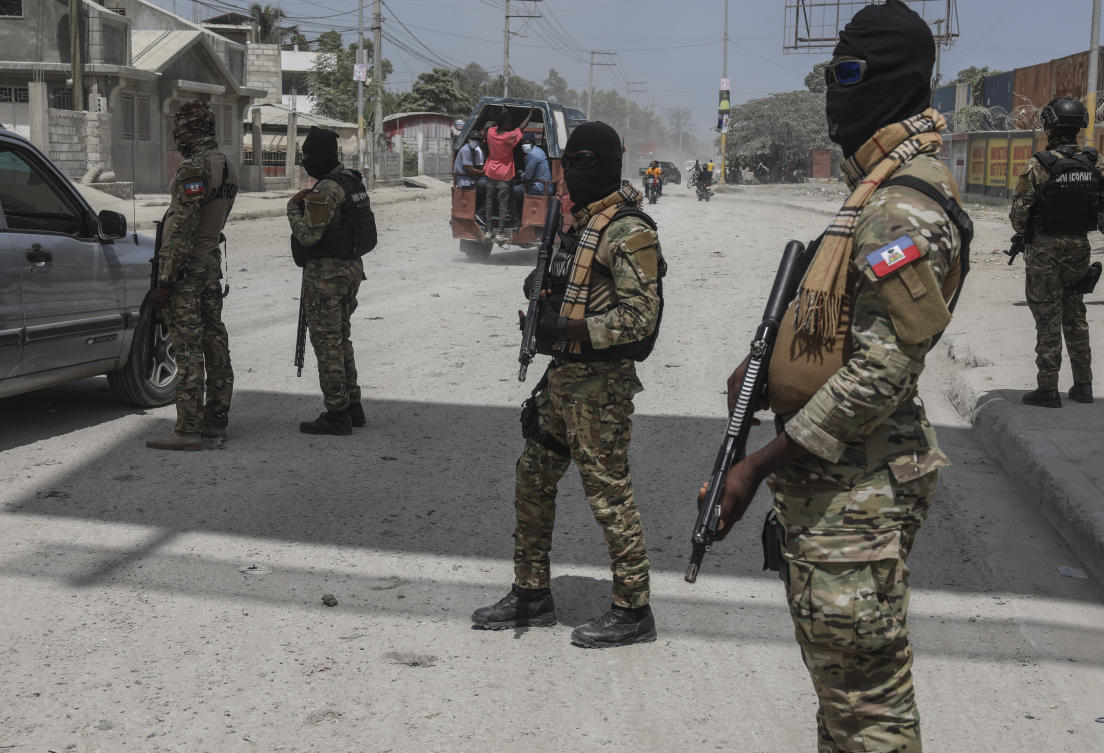 Haiti has long been rocked by gang violence, but conditions sharply worsened at the end of February when armed groups launched coordinated attacks in Port-au-Prince. Above, police officers patrol an intersection Port-au-Prince on July 15, 2024. (AP)