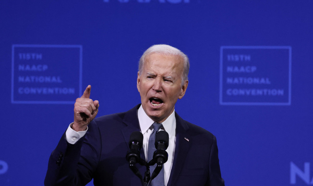 US President Joe Biden speaks at the 115th NAACP National Convention at the Mandalay Bay Convention Center on July 16, 2024 in Las Vegas, Nevada. (AFP)
