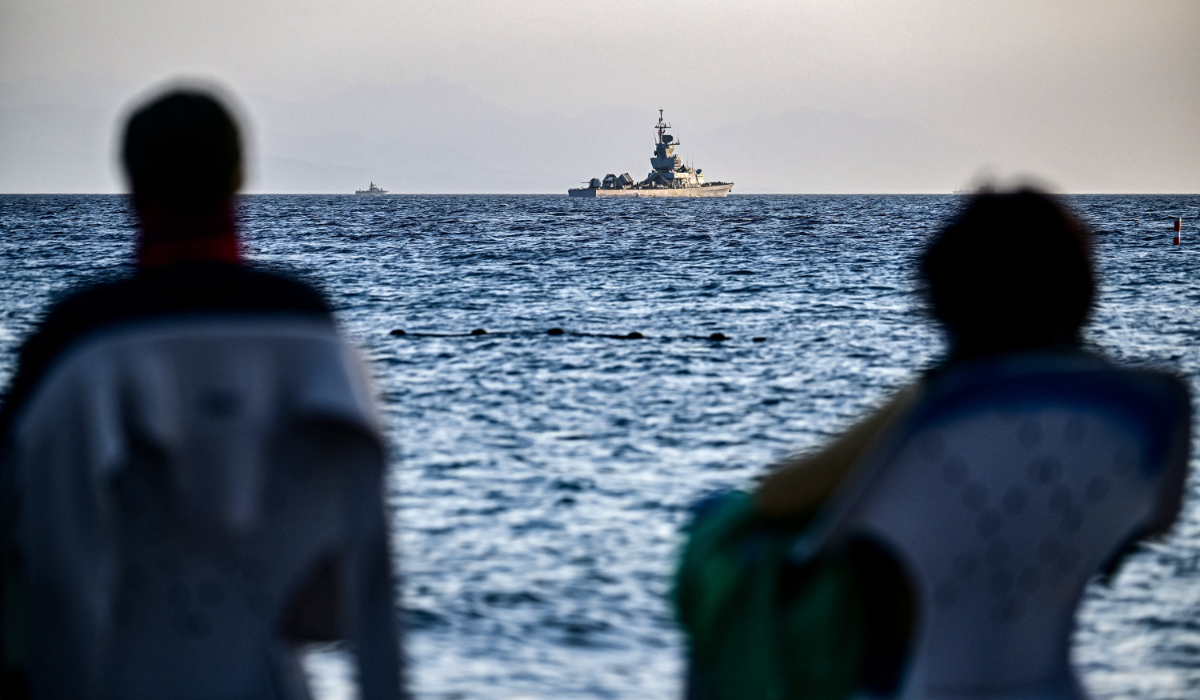 An Israeli navy missile boat patrols in the Red Sea off the coast of Israel's southern port city of Eliat on December 26, 2023. (AFP file photo)