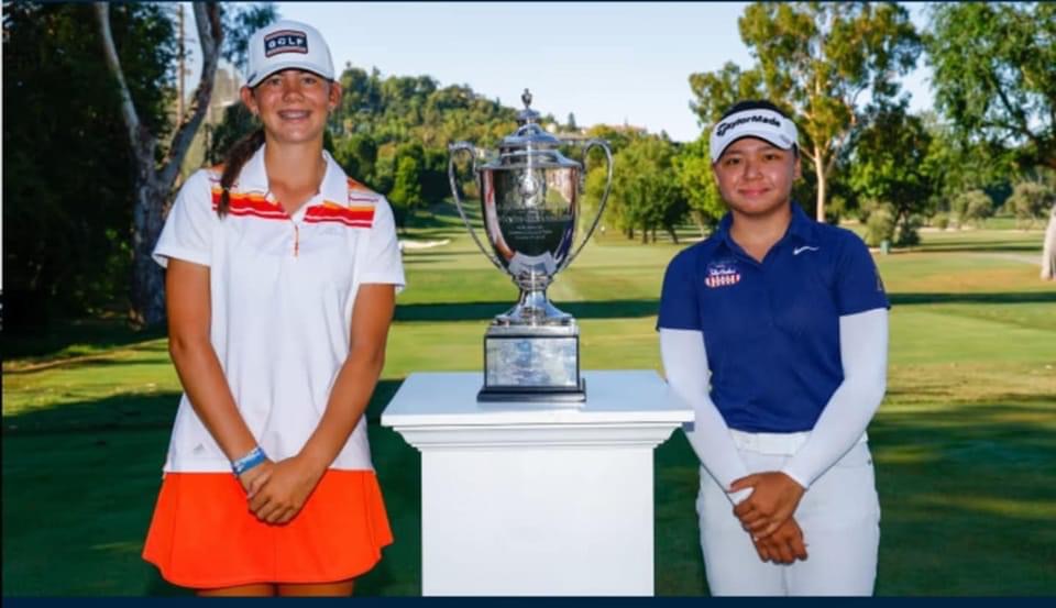 US Girls’ Junior champion Rianne Malixi, right, and runner-up Asterisk Talley after the awards ceremony . (Social media)