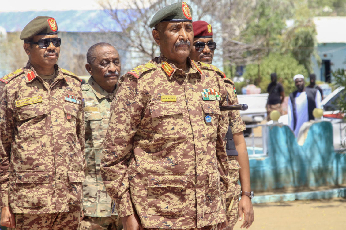 War-torn Sudan's army chief Abdel Fattah al-Burhan visits casualties receiving treatment at a hospital in the southeastern Gedaref state. (File/AFP)