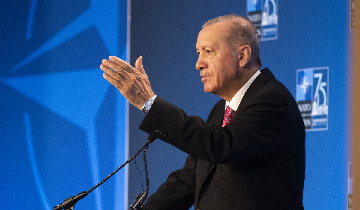 Turkish President Recep Tayyip Erdogan speaks during a press conference on the sidelines of the NATO 75th anniversary summit at the Walter E. Washington Convention Center in Washington, DC, July 11, 2024. (AFP)