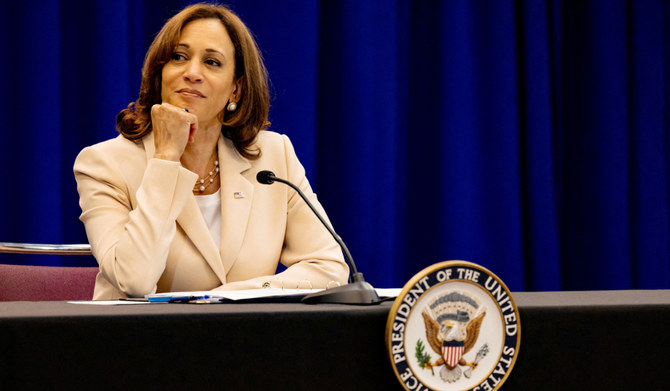 US Vice President Kamala Harris listens during a roundtable discussion at the NAACP National Convention in Atlantic City, New Jersey, US, July 18, 2022. (REUTERS/File)