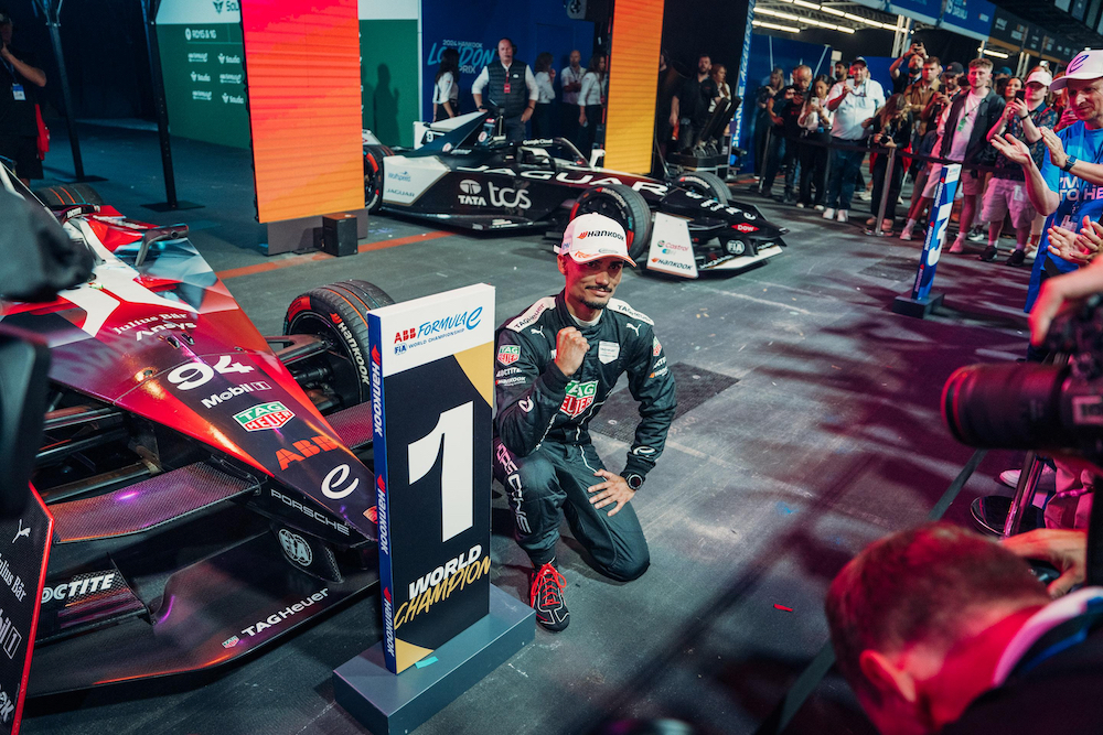 : Porsche’s Pascal Wehrlein clinched the electric Formula E championship at the final round of the season in London on Sunday. (TAG Heuer Porsche Formula E Team)