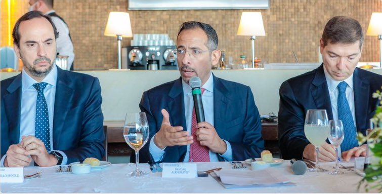 Saudi Minister of Industry and Mineral Resources Bandar AlKhorayef attends a roundtable meeting hosted by the Federation of Industries in Sao Paulo. (X/@mimgov)