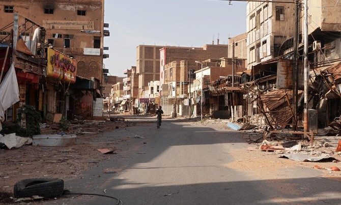 A view of a street in the city of Omdurman damaged in the year-long civil war in Sudan, April 7, 2024. (Reuters)