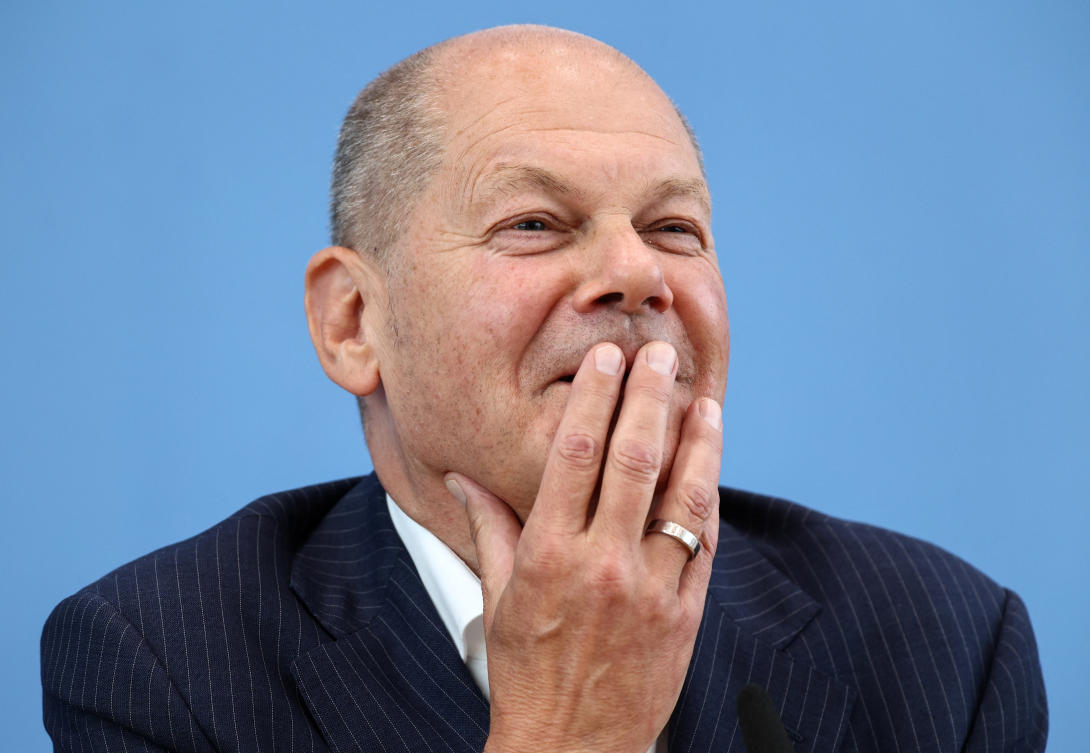 German Chancellor Olaf Scholz attends the traditional “summer press conference” in Berlin on July 24, 2024. (Reuters)