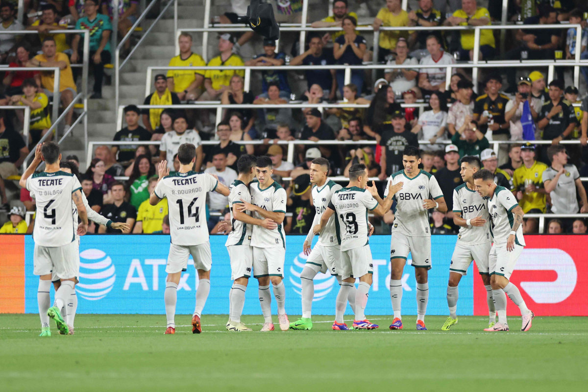 Members of the LIGA MX All-Stars celebrate a goal during the second half of the MLS All-Star game between the LIGA MX All-Stars and the MLS All-Stars at Lower.com Field on July 24, 2024 in Columbus, Ohio. (Getty Images North America/AFP)
