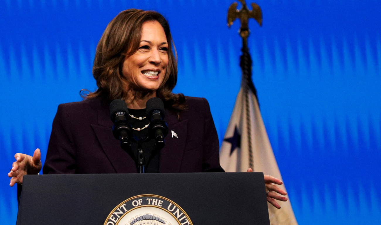 US Vice President Kamala Harris delivers the keynote speech at the American Federation of Teachers’ 88th national convention in Houston, Texas, US, July 25, 2024. (Reuters)