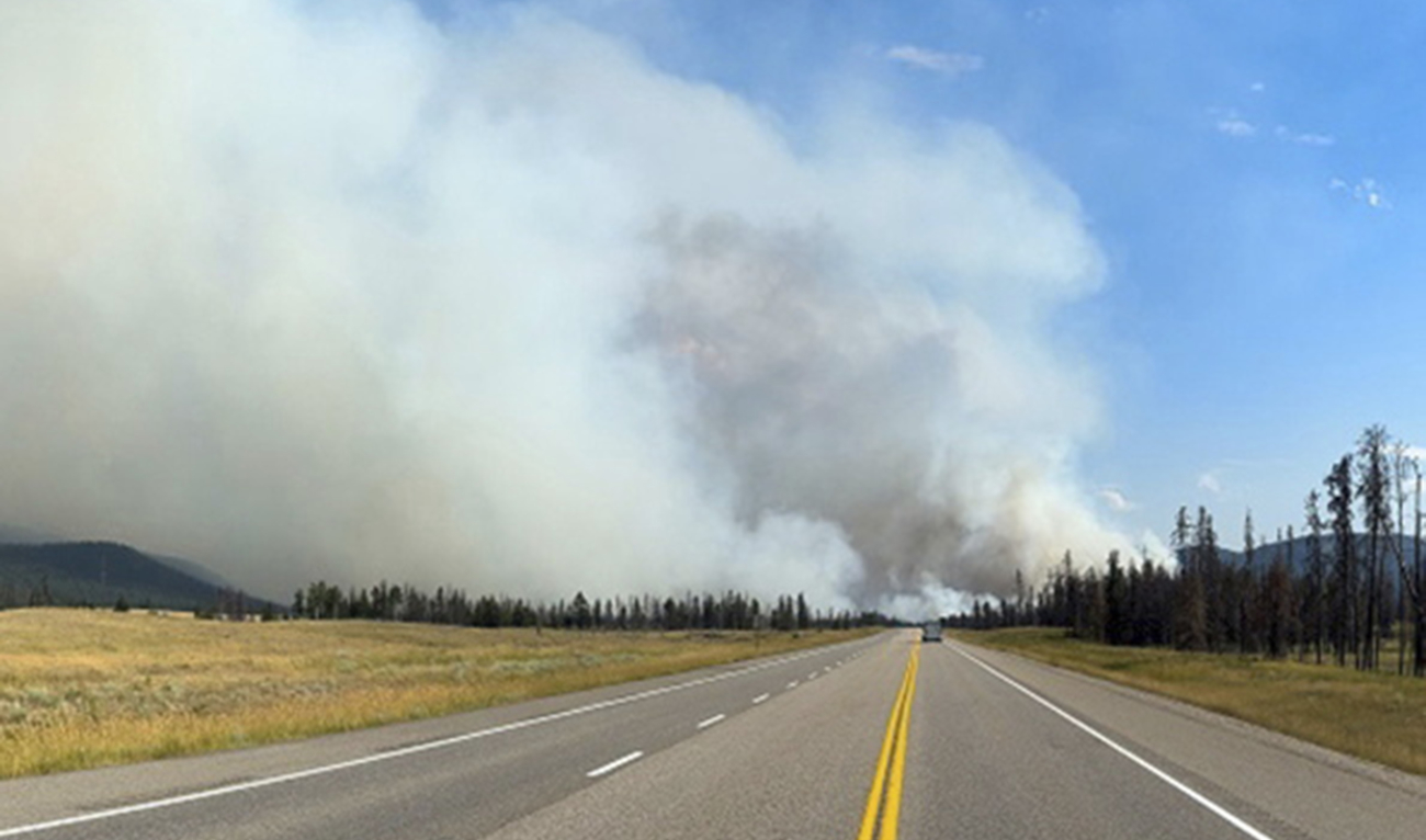 In this photo released by the Jasper National Park, smoke rises from a wildfire burning near Jasper, Alberta, Canada, Wednesday, July 24, 2024. (AP)