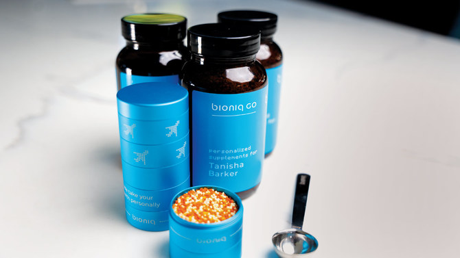 Bioniq makes personalized supplements based on blood test data and patented algorithms. Supplied