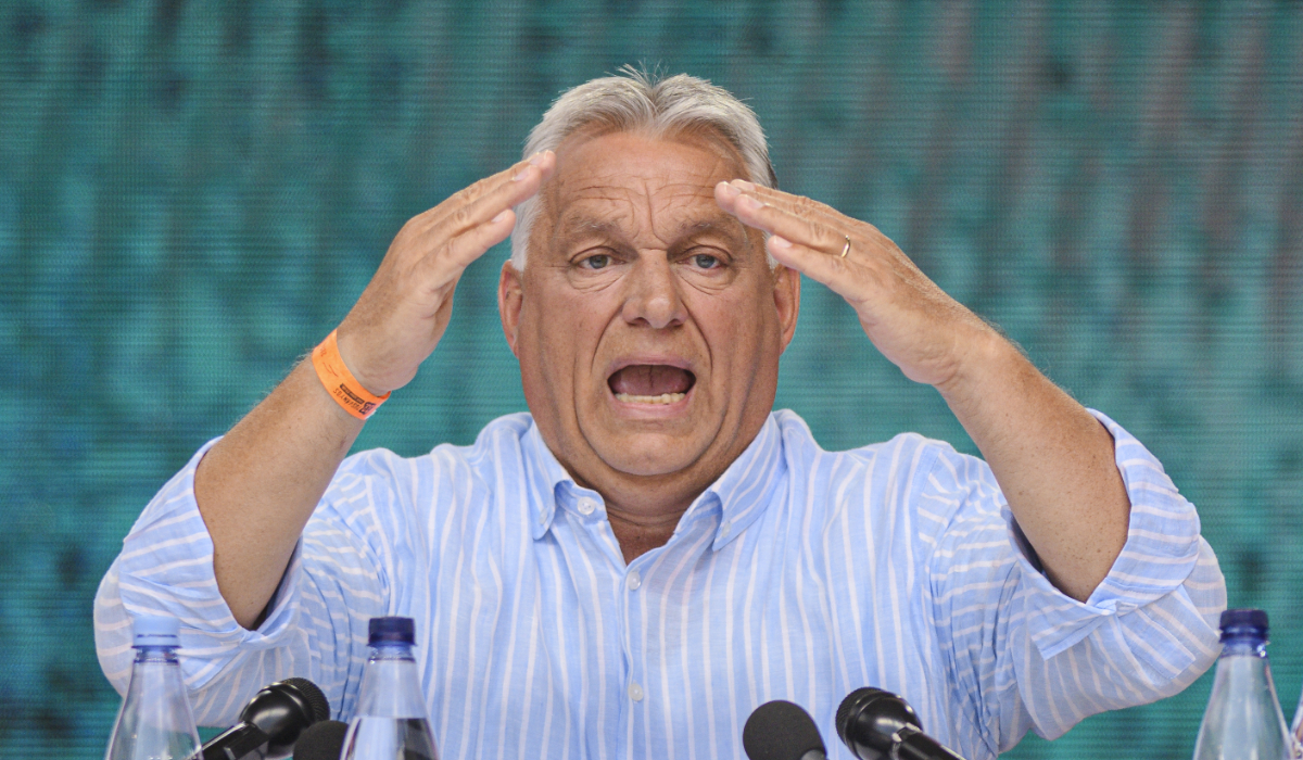 Hungarian Prime Minister Viktor Orban delivers a speech at Tusvanyos Summer University, in Baile Tusnad, Harghita county, Romania, Saturday, July 27, 2024. (AP)