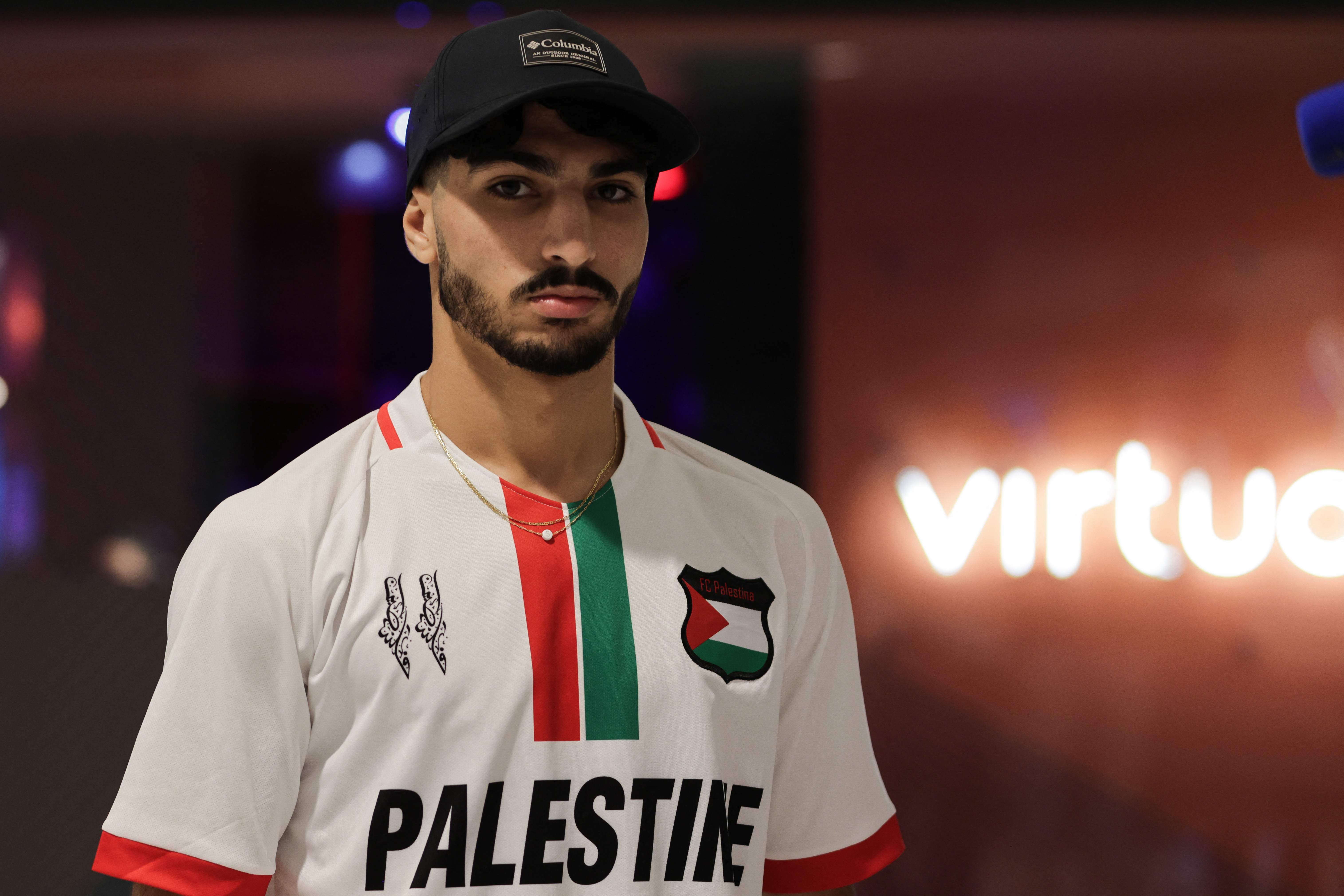 Palestinian boxer Waseem Abu Sal, who wore a shirt depicting children being bombed for the opening ceremony of the Paris Olympics, vowed to bounce back after suffering a unanimous points defeat Sunday. (AFP)