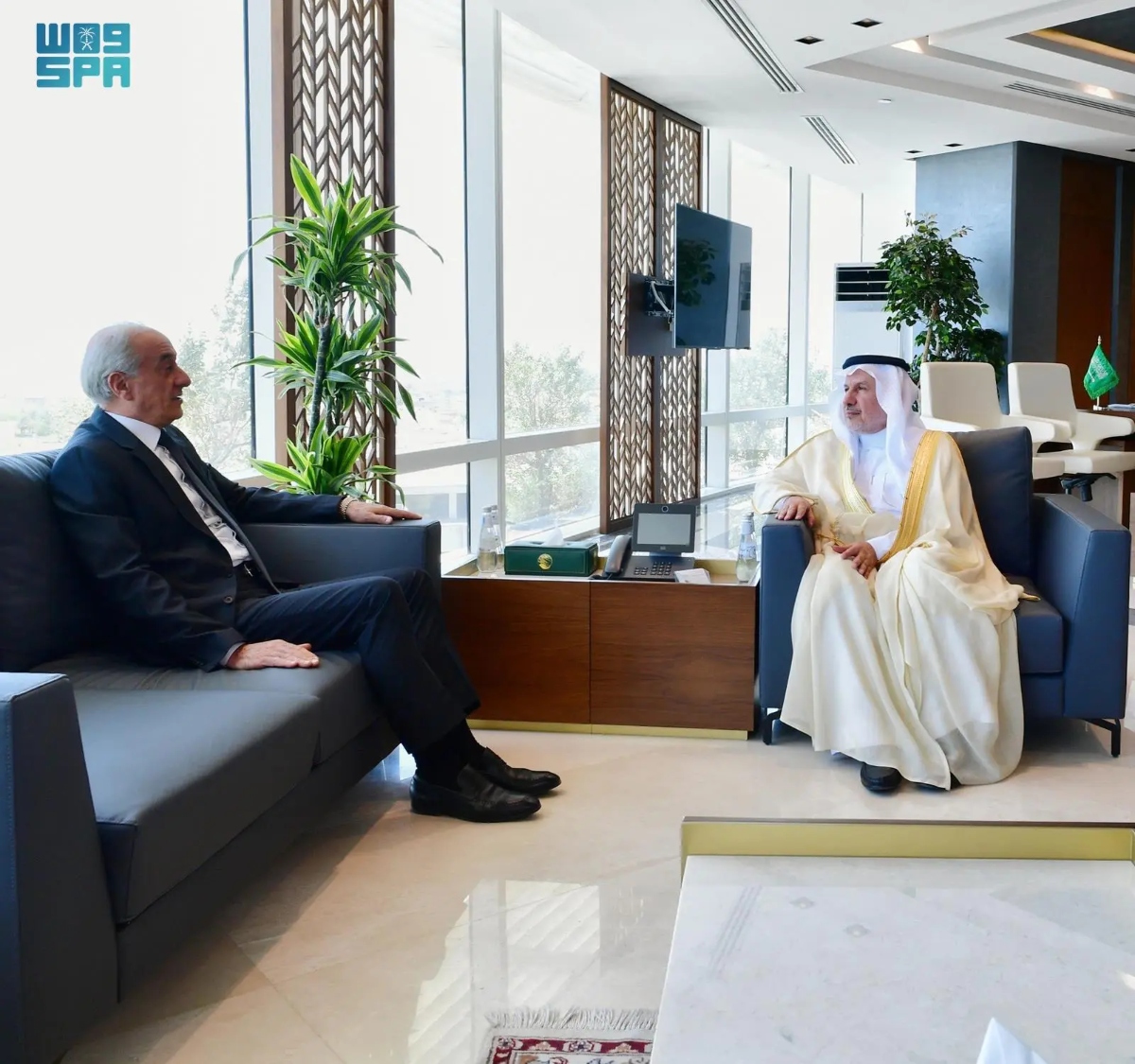 Sousan commended the humanitarian and relief efforts provided by Saudi Arabia, represented by KSrelief, to refugees and affected people worldwide. (SPA)