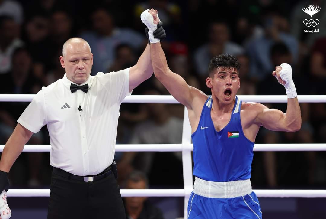 Competing in his second Olympic Games, Ziad Ashish avenged his previous losses to the Kazakhstani opponent. (PETRA)