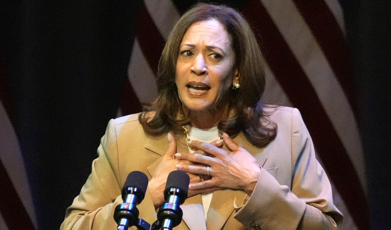 US Vice President and Democratic presidential candidate Kamala Harris speaks during a campaign fundraising event at the Colonial Theater in Pittsfield, Massachusetts, on July 27, 2024. (AFP)