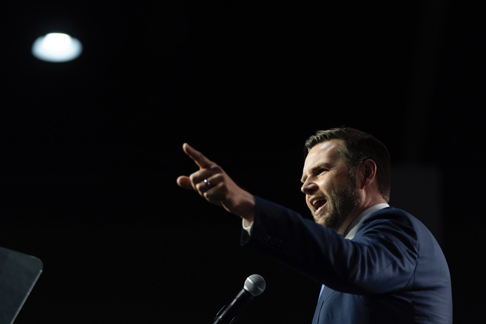Republican vice presidential candidate Sen. JD Vance, R-Ohio, speaks during a campaign event in Reno. (AP)