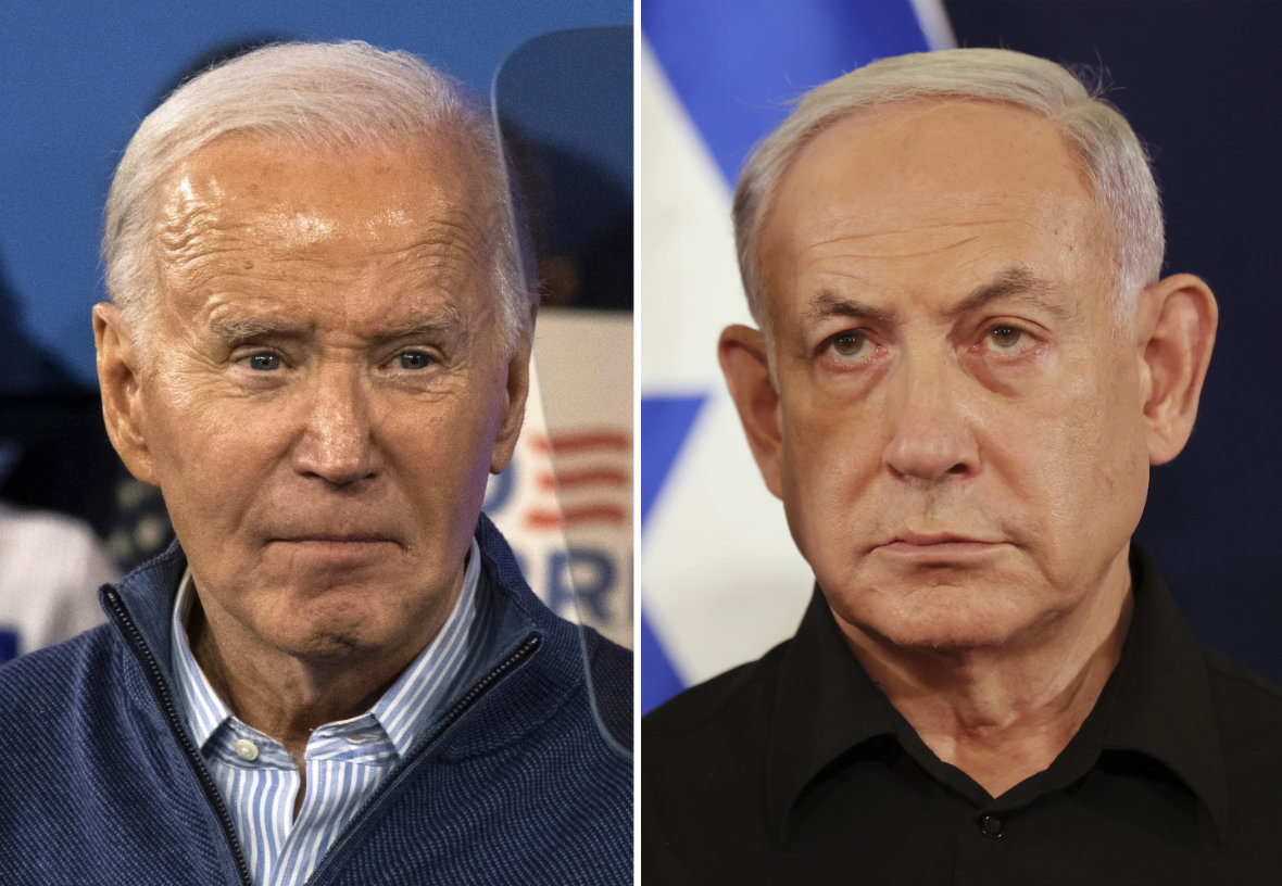 If Netanyahu manages to convince Congress that Biden does not know what he is doing, then he is finished as president. (AP)