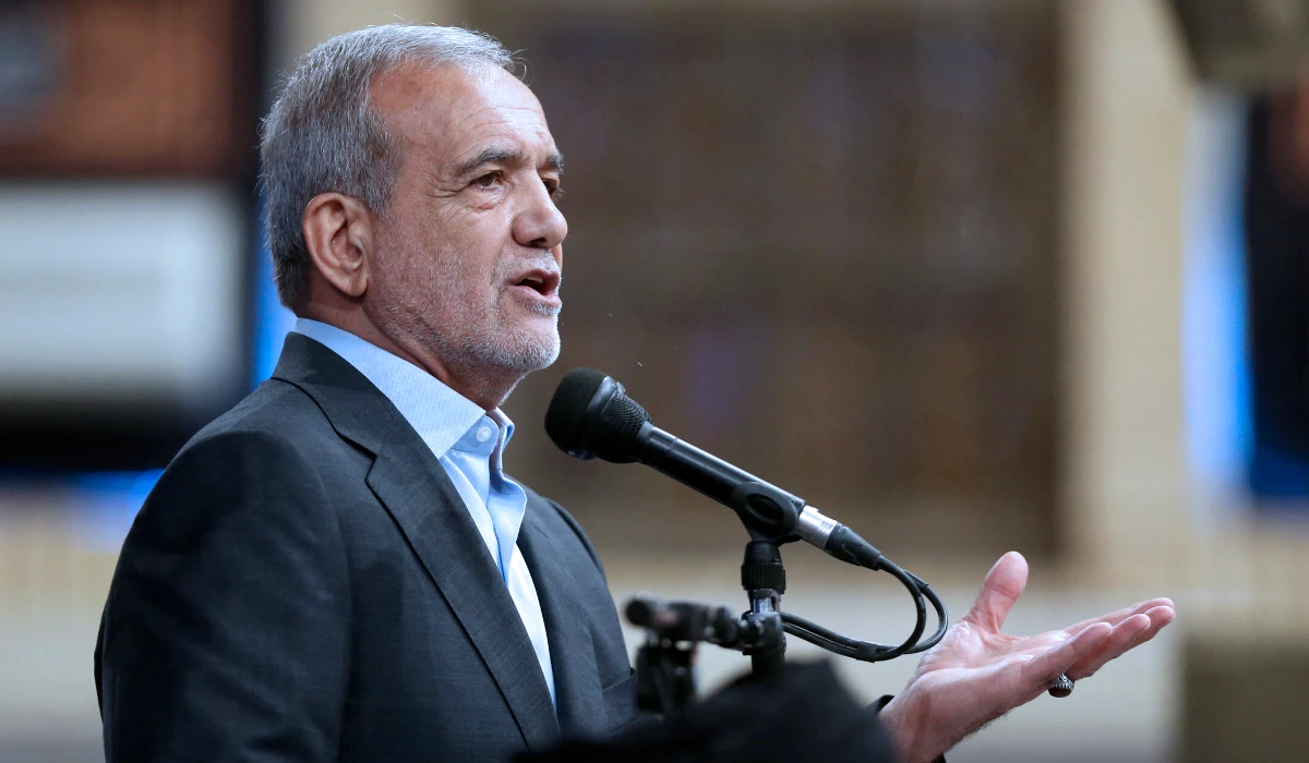 Newly elected President Masoud Pezeshkian speaks in Tehran, Iran, July 28, 2024. (AP)