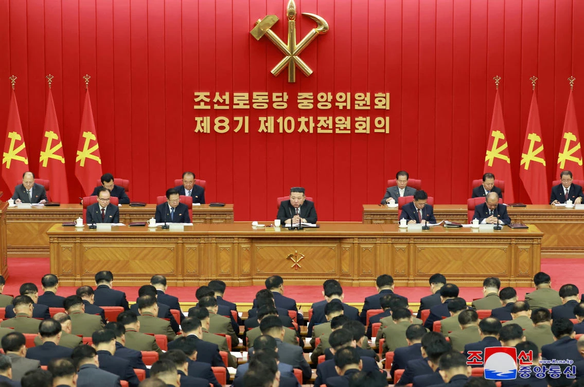 Above, North Korean leader Kim Jong Un chairs a key meeting of the country’s ruling party in Pyongyang on June 28, 2024. Pyongyang has raised its rhetoric following the new US military drill with South Korea and Japan. (KCNA via Reuters)