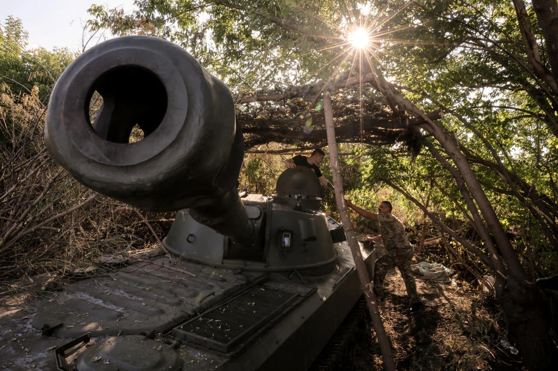 Above, Ukrainian servicemen at the frontline near the town of Chasiv Yar in Donetsk region on June 30, 2024. (Press Service of the 24th King Danylo Separate Mechanized Brigade of the Ukrainian Armed Forces via Reuters)
