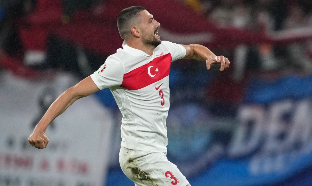 Turkiye's Merih Demiral celebrates after scoring his side's second goal during a round of sixteen match between Austria and Turkiye at the Euro 2024 soccer tournament in Leipzig, Germany, Tuesday, July 2, 2024. (AP)
