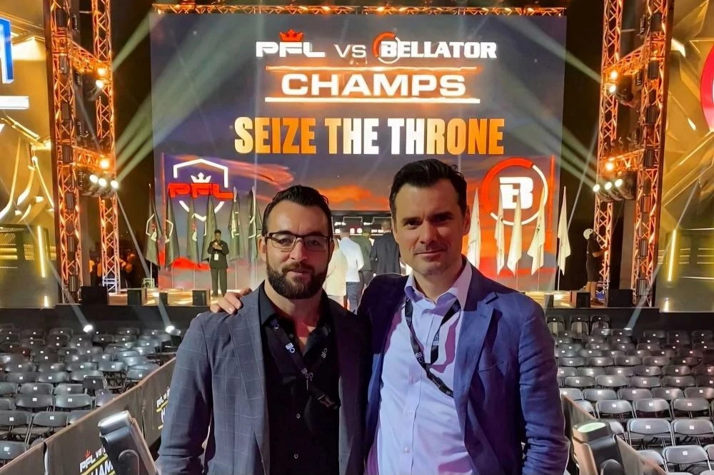 VP of Fighter Operations at PFL MENA Gustavo Firmino, left, and GM of PFL MENA Jerome Mazet. (Supplied)