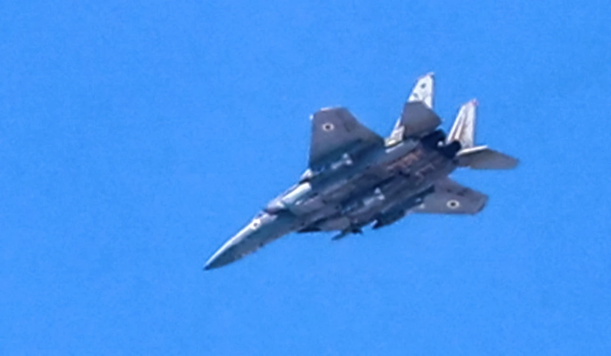 An Israeli air force fighter aircraft flies over in Jabalia in the northern Gaza Strip on May 14, 2024. (AFP file photo)