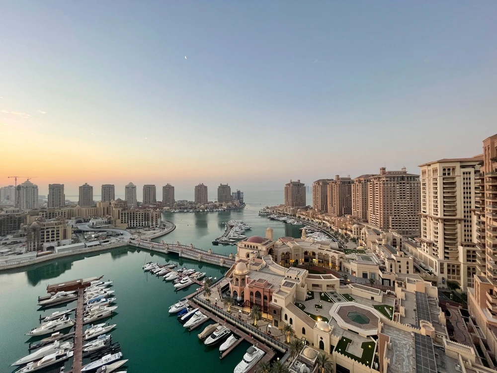 View of the Marina and residential buildings on Pearl Island in Doha. Shutterstock