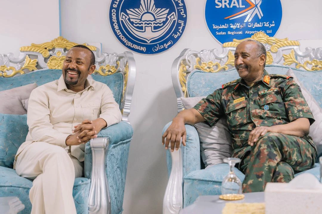 Ethiopian Premier Abiy Ahmed met Sudan’s army chief General Abdel Fattah Al-Burhan on Tuesday, becoming the first foreign leader to visit him in his war capital Port Sudan since the start of the conflict. (X/@AbiyAhmedAli)