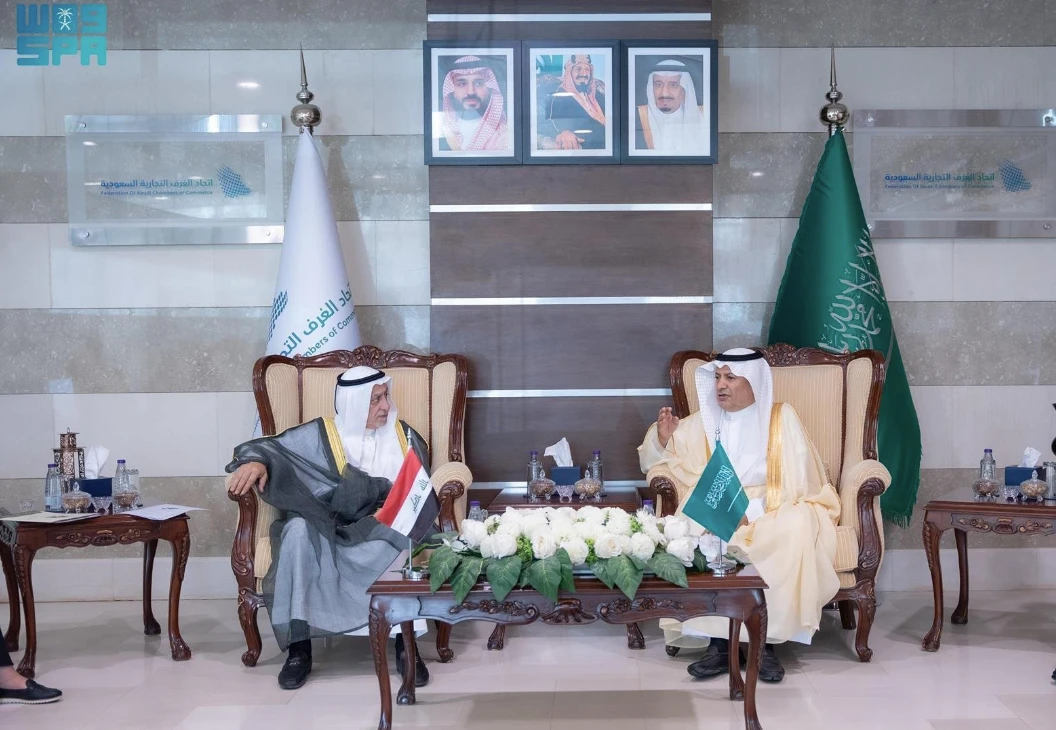 President of the Union of Saudi Chambers Hassan Al-Huwaizi meets with the Chairman of the Iraqi-Saudi Friendship Committee Shalan Al-Karim in the Iraqi Parliament. SPA
