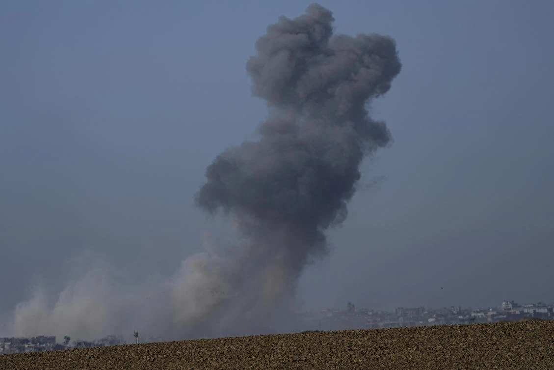 Smoke rises following an Israeli airstrike in the Gaza Strip, as seen from southern Israel, ON July 11, 2024. (AP)