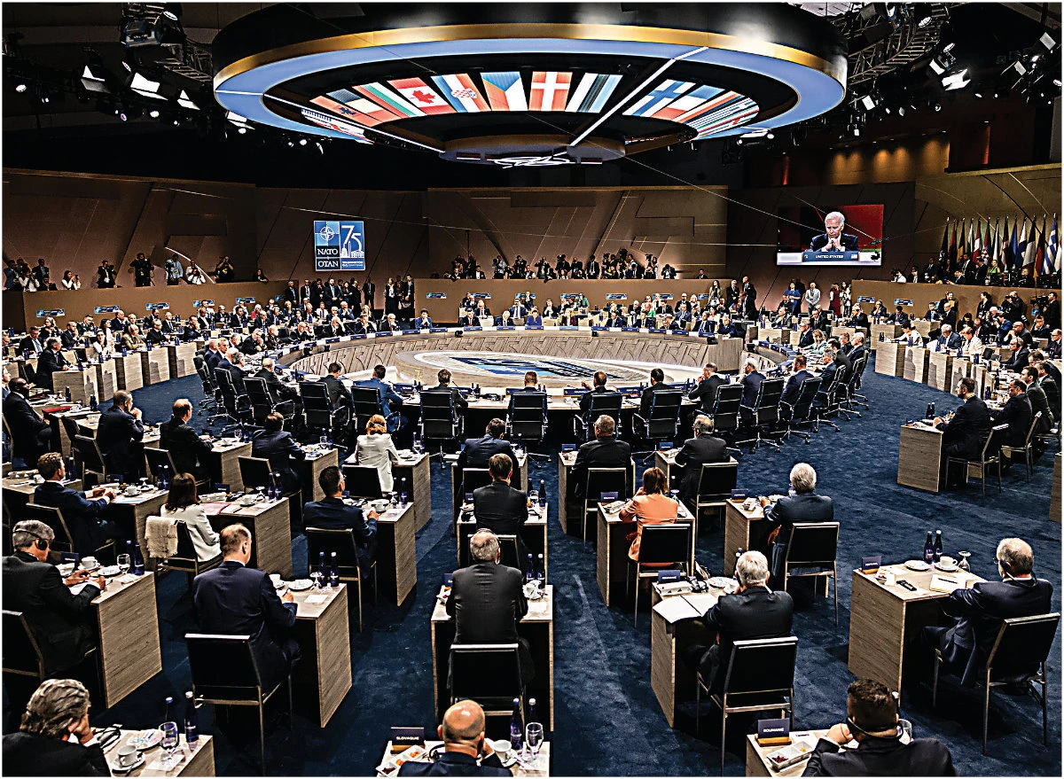 General view of the NATO-Ukraine Council during the NATO 75th anniversary summit at the Walter E. Washington Convention Center in Washington, D.C., on July 11, 2024. (AFP)