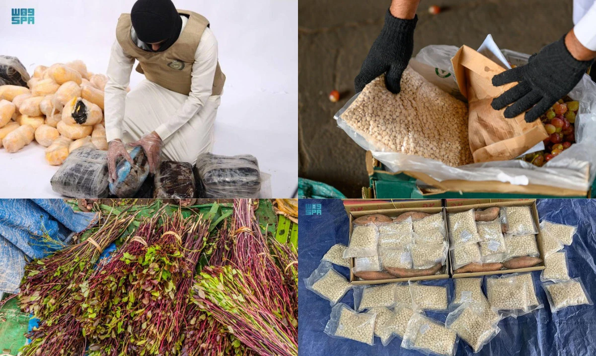 Combo image showing the different kinds of narcotics drug traffickers usually try to smuggle into Saudi Arabia. (SPA photos)