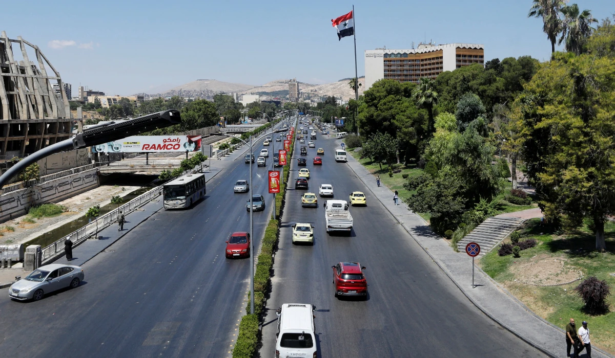Vehicles drive along a road, on the day of parliamentary elections, in Damascus, Syria, July 15, 2024. (Reuters)