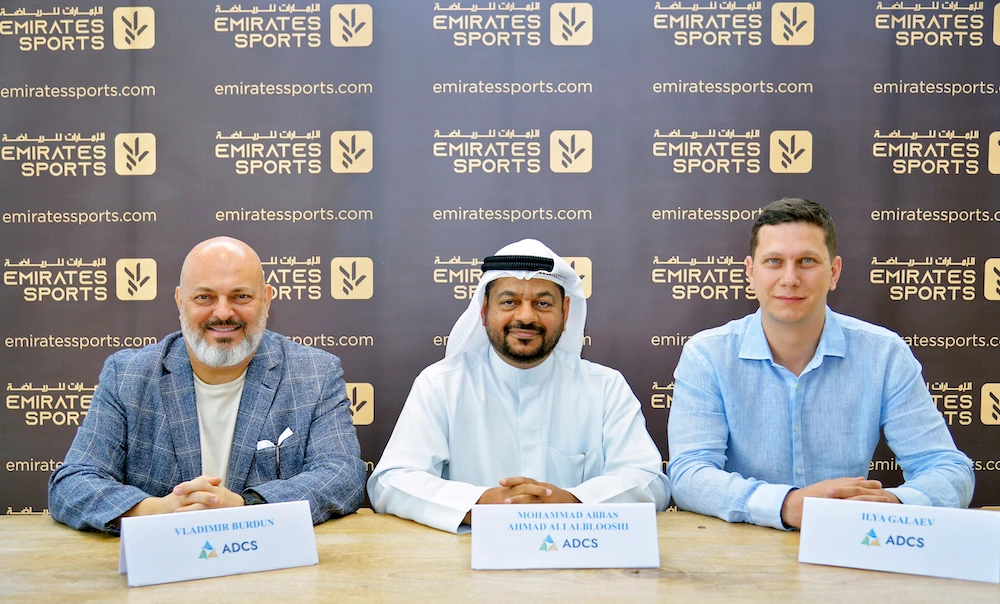 Vladimir Burdun, Mohammad Abbas Ahmad Ali Alblooshi and Ilya Galaev at the launch of the Association for the Development of Corporate Sports. (Supplied)