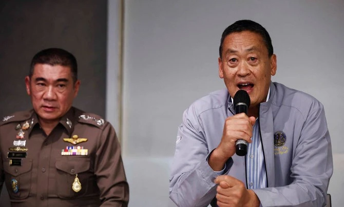 Thailand Prime Minister Srettha Thavisin speaks during a presser at Grand Hyatt Erawan hotel, where six foreign nationals were found dead, in Bangkok, Thailand, July 16, 2024. (Reuters)