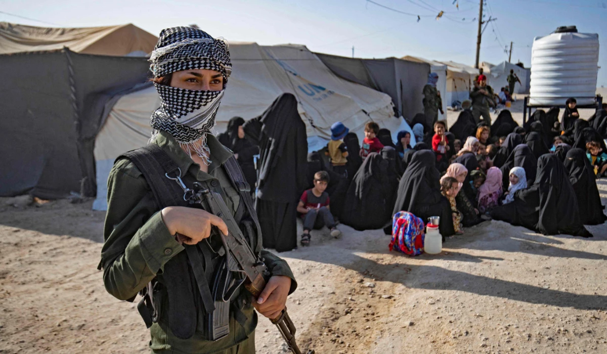 In this file photo taken on August 26, 2022 a photo shows the Kurdish-run al-Hol camp, which holds relatives of suspected Daesh group fighters in the northeastern Hasakeh governorate, Syria. (AFP file photo)