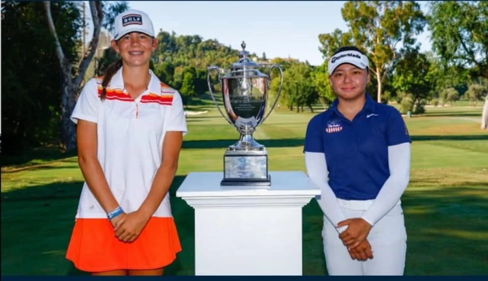 US Girls’ Junior champion Rianne Malixi, right, and runner-up Asterisk Talley after the awards ceremony . (Social media)