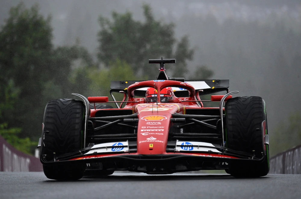 Ferrari’s Charles Leclerc during qualifying for the Belgian Grand Prix. (Reuters)
